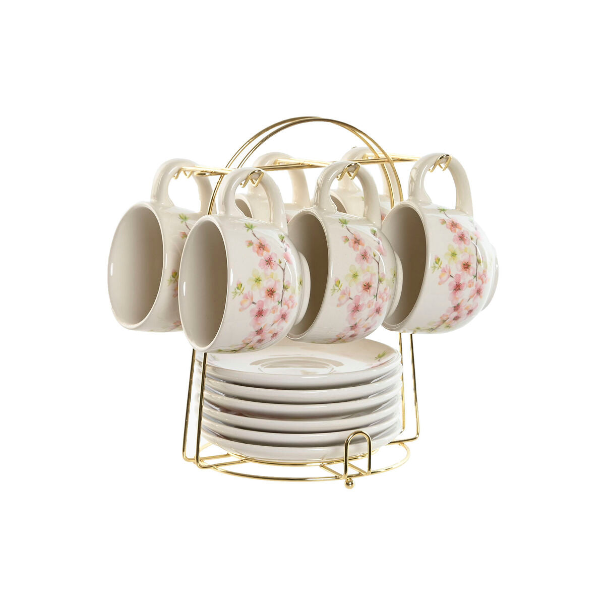 Piece Coffee Cup Set Home ESPRIT Yellow White Pink Lilac Metal Dolomite 180 ml-1