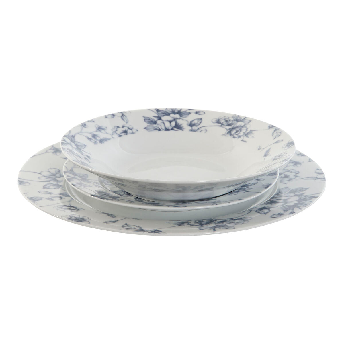 Dinnerware Set Home ESPRIT Blue Porcelain Floral 18 Pieces 27 x 27 x 2 cm-2