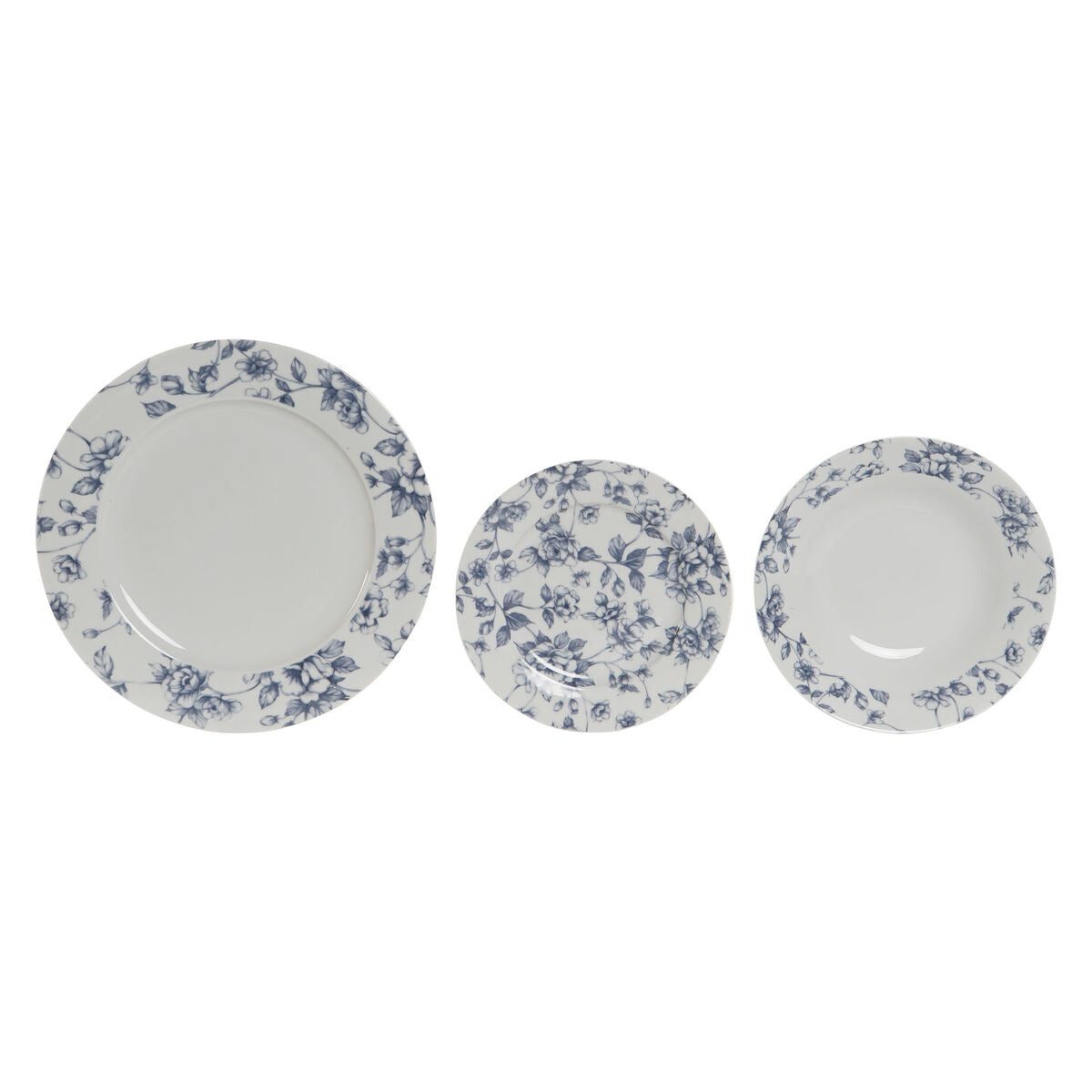 Dinnerware Set Home ESPRIT Blue Porcelain Floral 18 Pieces 27 x 27 x 2 cm-1