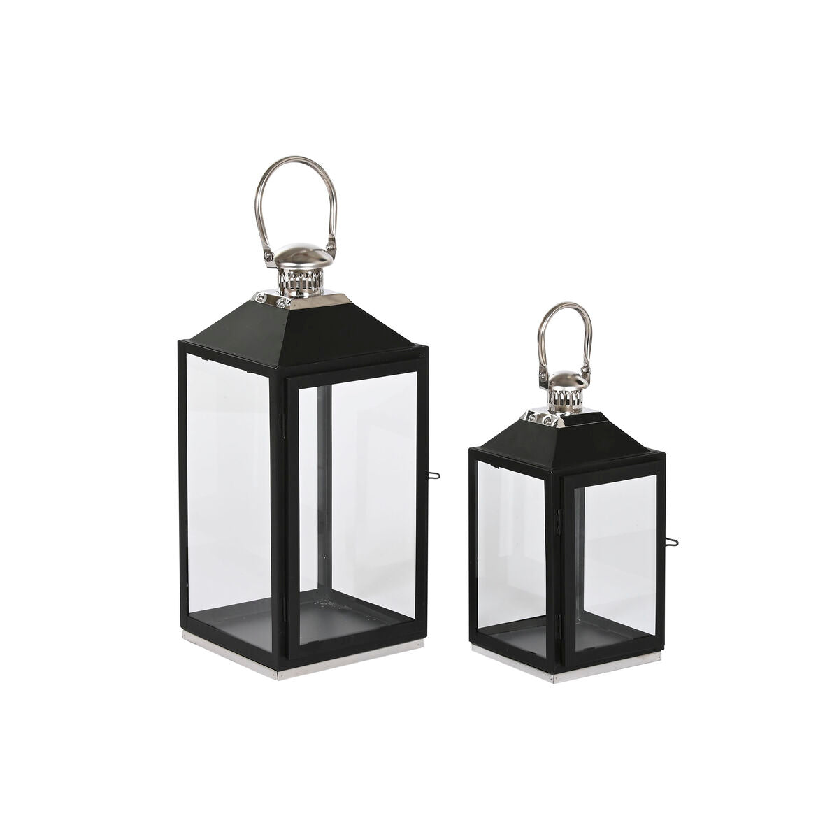 Lantern Home ESPRIT Black Silver Crystal Steel 18 x 18 x 41 cm (2 Pieces)-0
