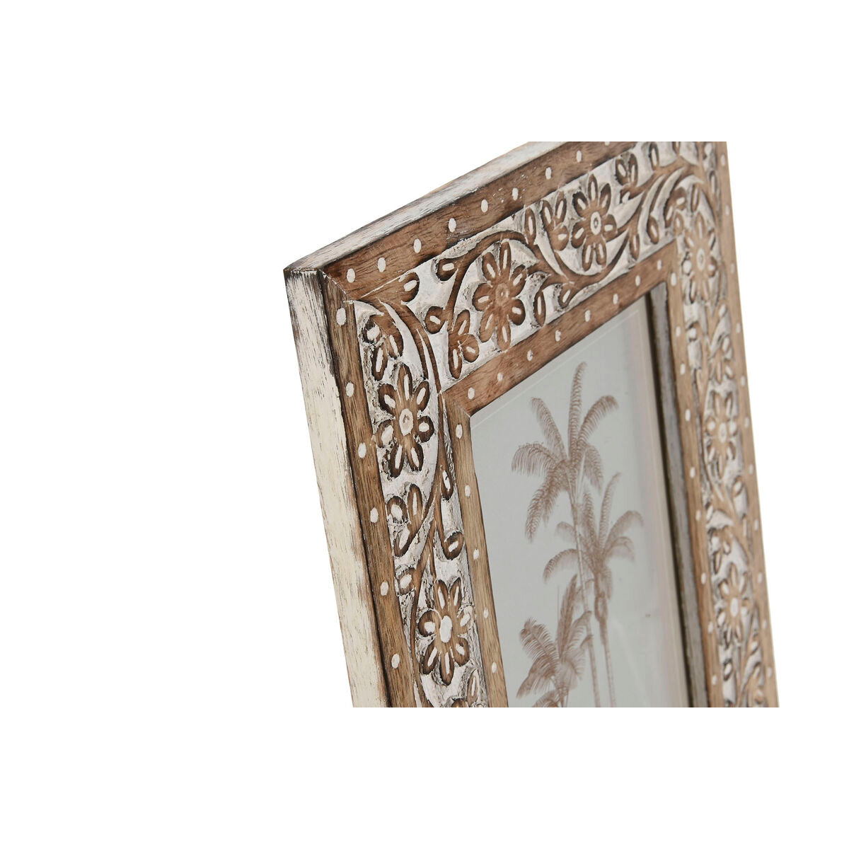 Photo frame Home ESPRIT White Natural Crystal Mango wood Indian Man 26,5 x 2 x 31,5 cm-2