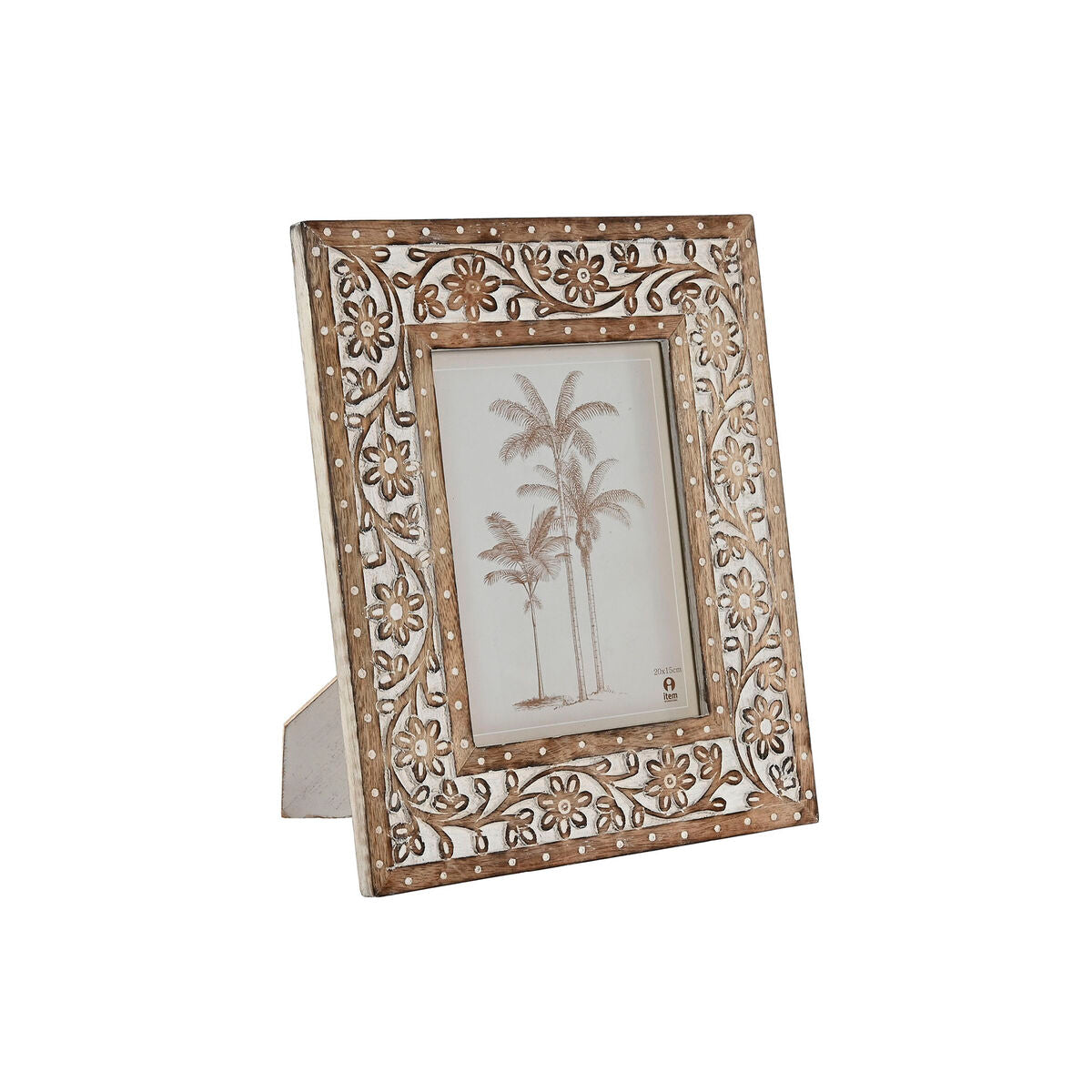 Photo frame Home ESPRIT White Natural Crystal Mango wood Indian Man 26,5 x 2 x 31,5 cm-0
