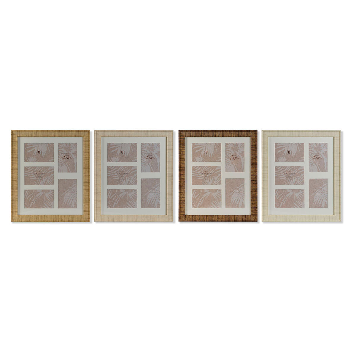 Photo frame Home ESPRIT Brown Beige Natural Ivory Crystal polystyrene Scandinavian 34 X 2 X 38 cm (4 Units)-0