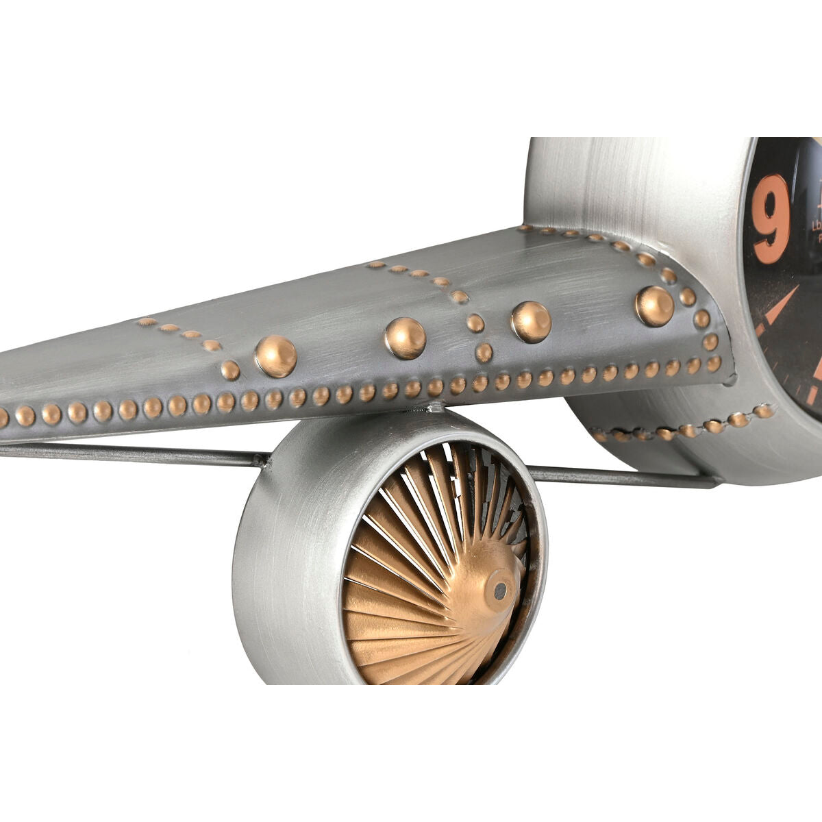 Wall Clock Home ESPRIT Golden Silver Metal Aeroplane Vintage 114 x 11 x 40 cm-3