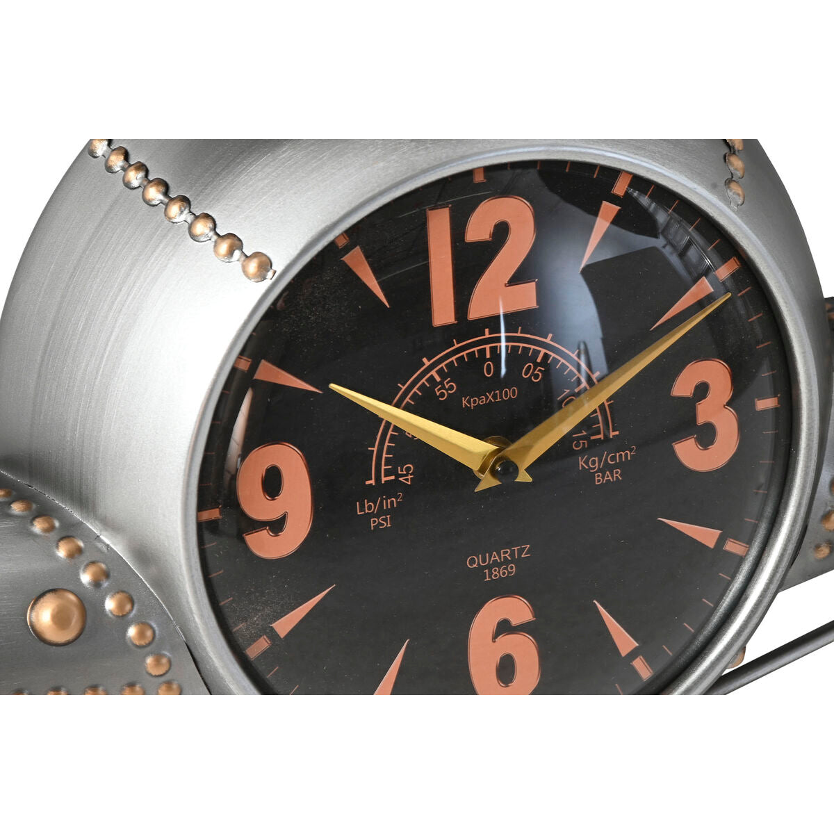Wall Clock Home ESPRIT Golden Silver Metal Aeroplane Vintage 114 x 11 x 40 cm-2