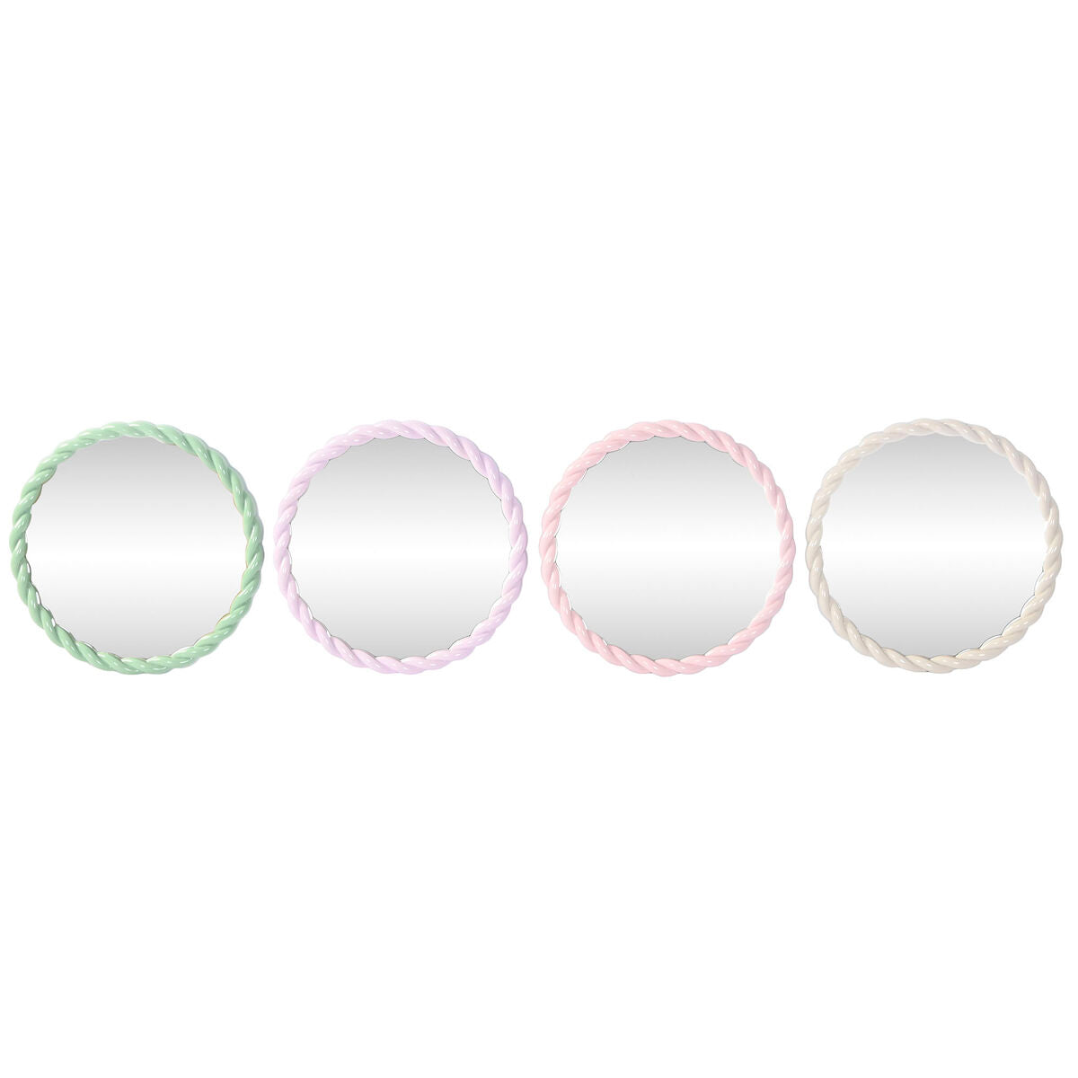 Wall mirror Home ESPRIT White Green Pink Lilac 44 x 3 x 44 cm (4 Units)-0