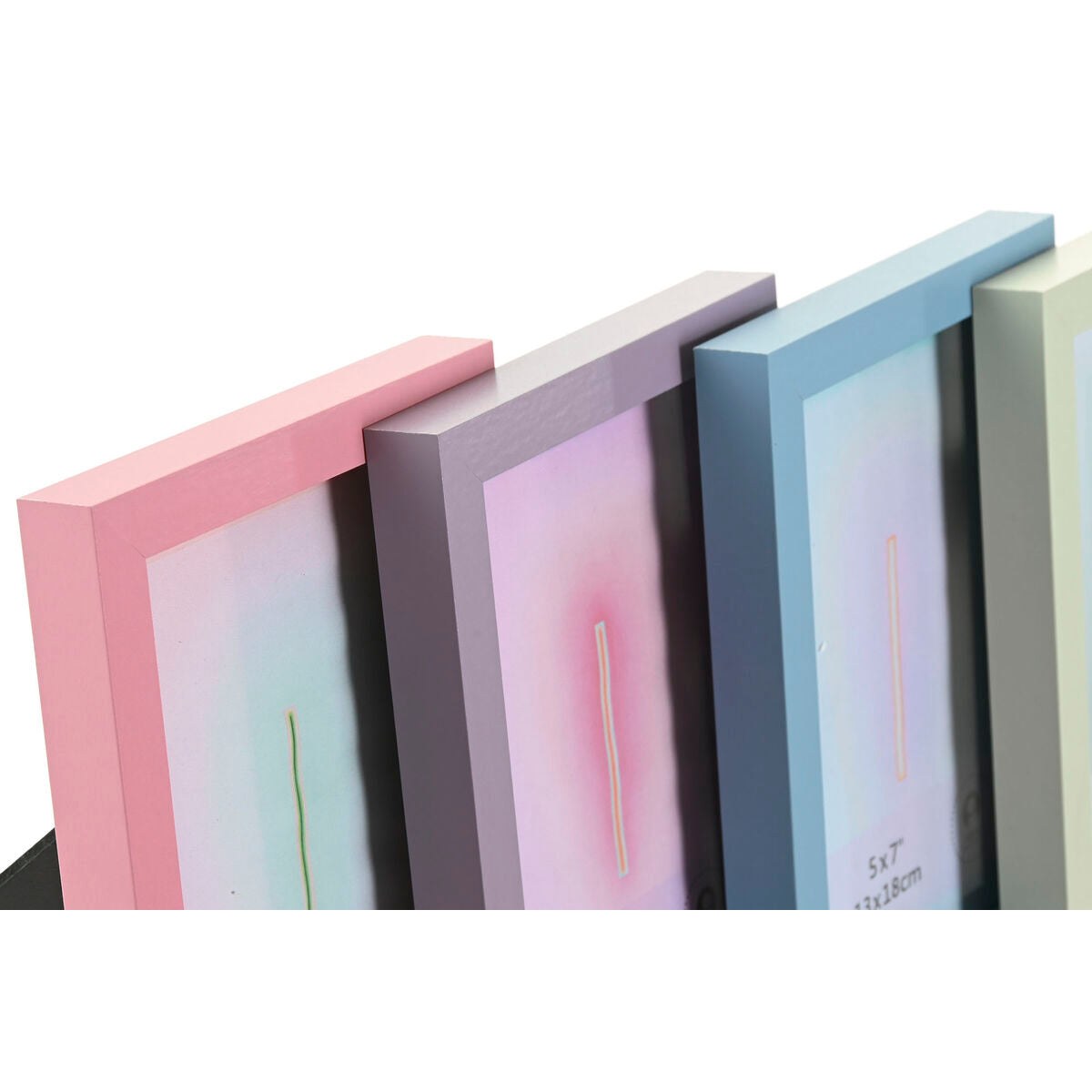 Photo frame Home ESPRIT Blue Green Crystal MDF Wood Urban (4 Units)-2