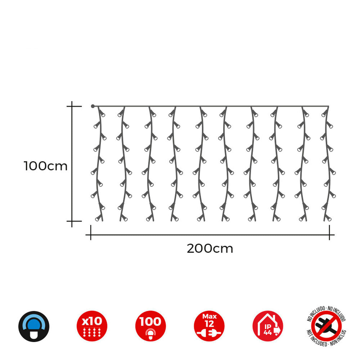 LED Curtain Lights EDM 71259 1,8 W Blue Transparent 2 x 1 m (1 Unit)-1