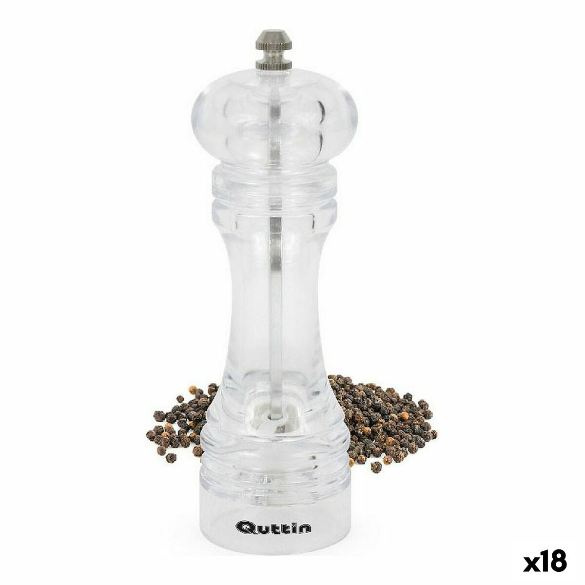 Pepper Mill Quttin Transparent 6,5 x 6,5 x 19 cm-0