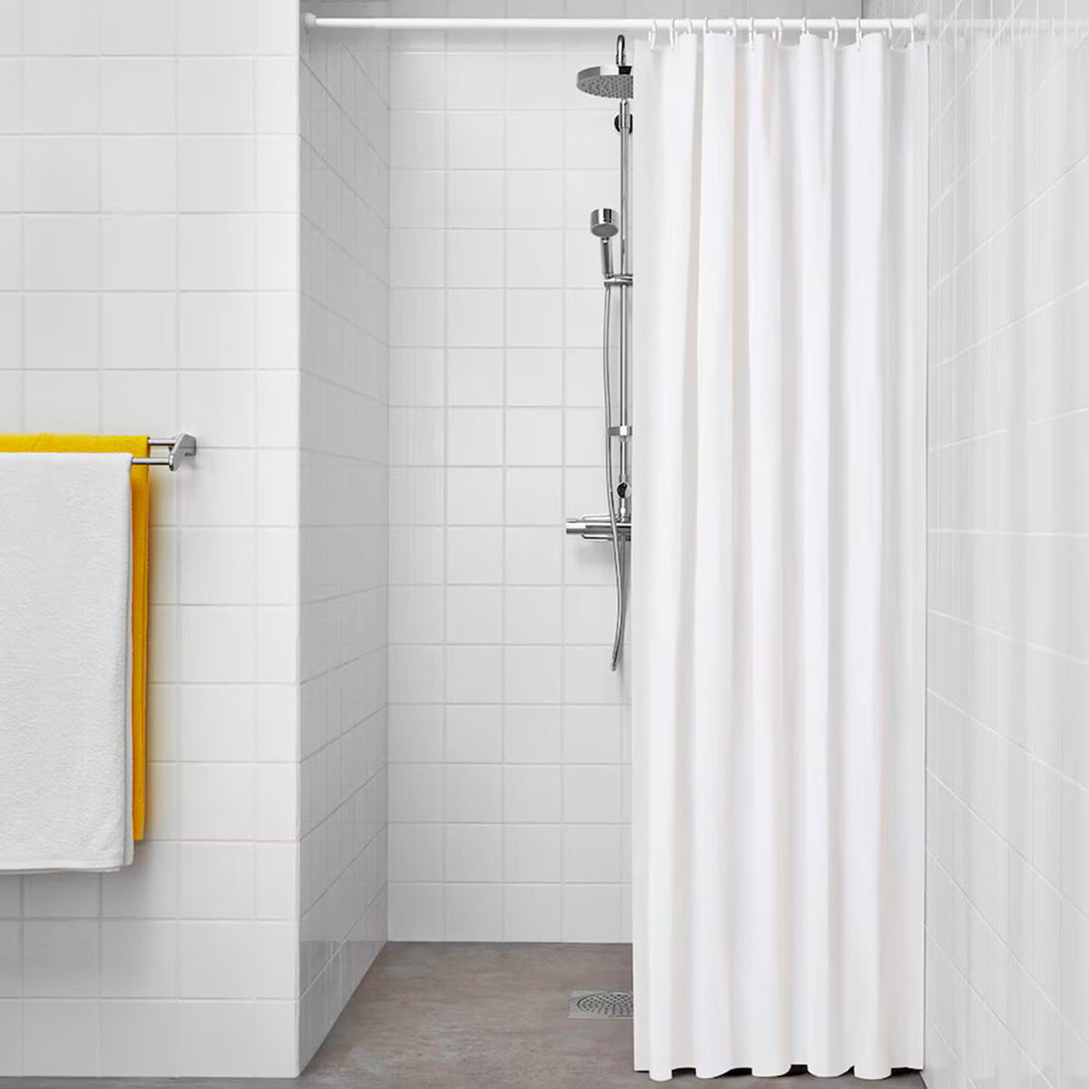 Shower Curtain Exma White PVC 180 x 180 cm-0