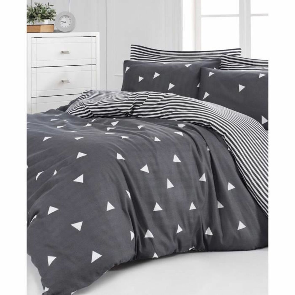 Duvet cover set Grey Super king 3 Pieces-2
