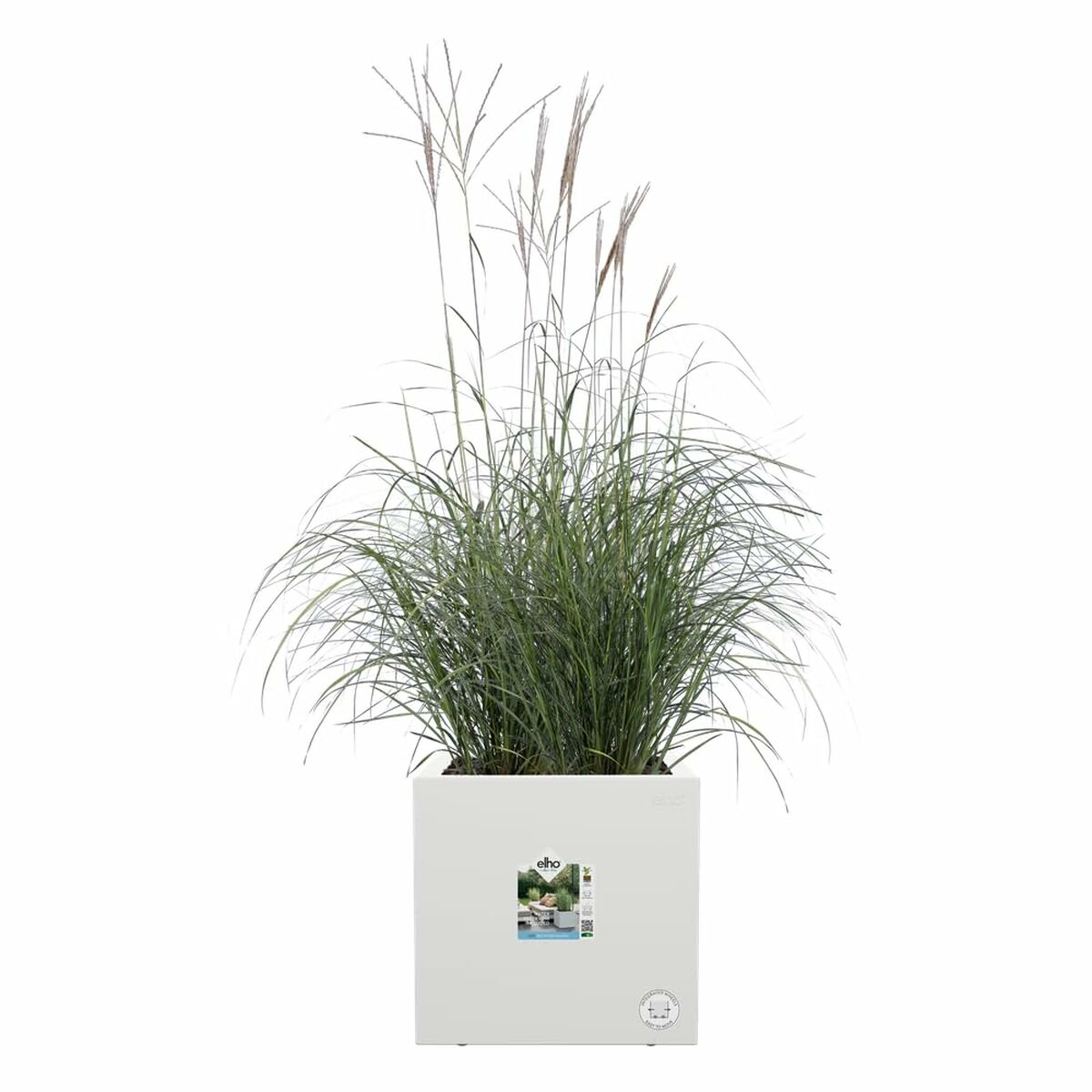 Plant pot Elho 29,5 x 29,5 x 49,5 cm White Plastic Squared Modern-1