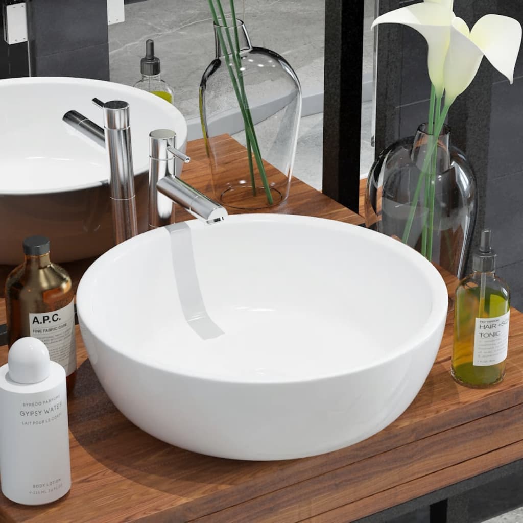 NNEVL Basin Round Ceramic White 42x12 cm-0