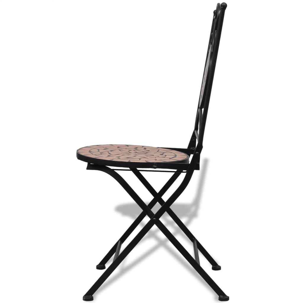 vidaXL Folding Bistro Chairs 2 Pcs Outdoor Garden Chair Furniture Ceramic-3