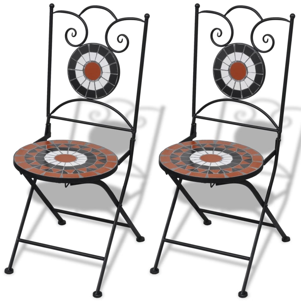 vidaXL Folding Bistro Chairs 2 Pcs Outdoor Garden Chair Furniture Ceramic-1