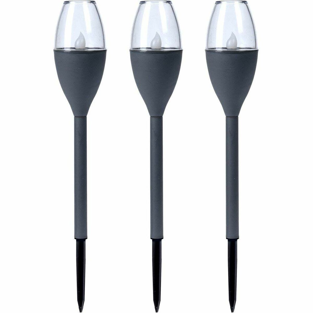 Set of solar garden torch lights Progarden Dark grey 21 x 8 x 31 cm Plastic-0