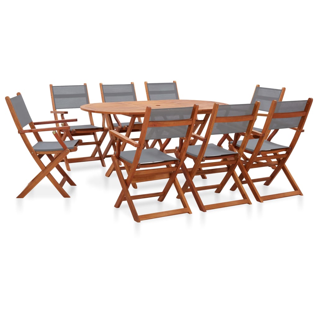 vidaXL Patio Dining Set Outdoor Furniture Solid Wood Eucalyptus and Textilene-2