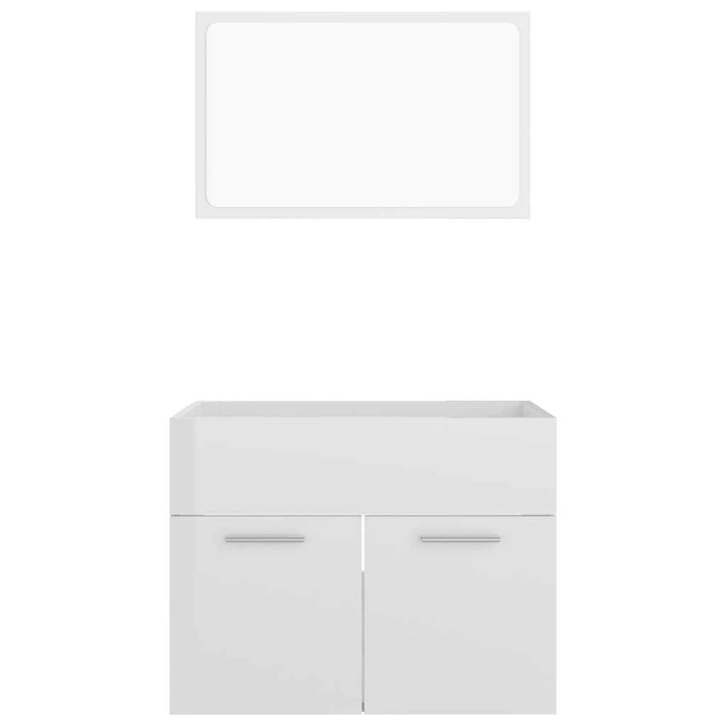 NNEVL 2 Piece Bathroom Furniture Set High Gloss White Chipboard-4