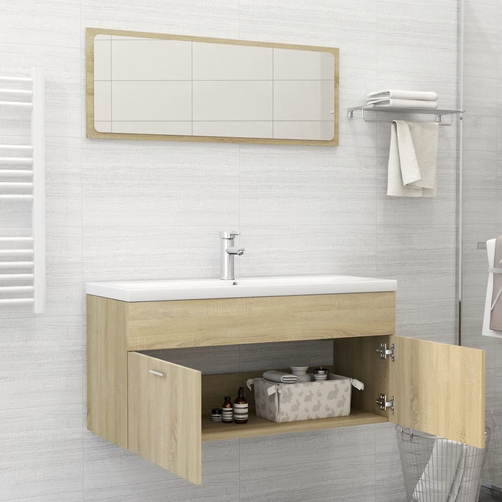 NNEVL 2 Piece Bathroom Furniture Set Sonoma Oak Chipboard-2