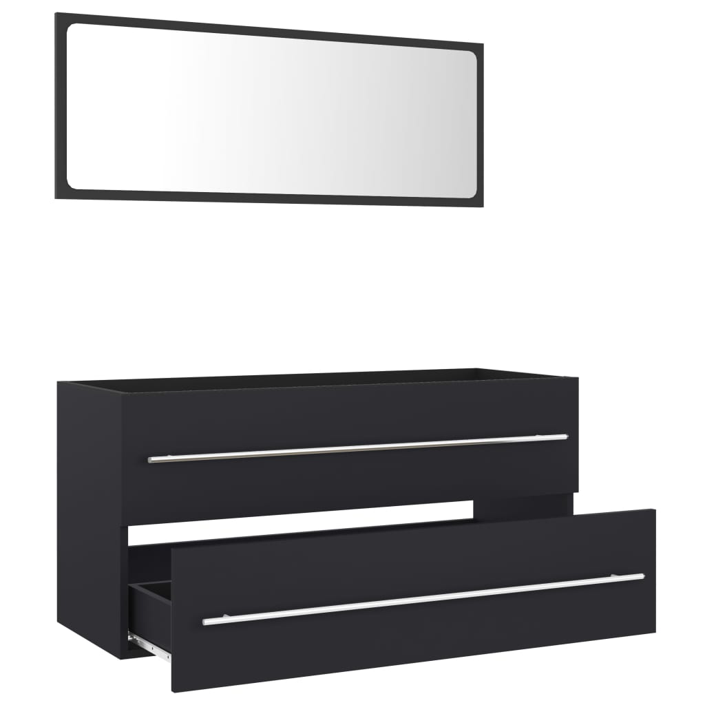 NNEVL 2 Piece Bathroom Furniture Set Grey Chipboard-4