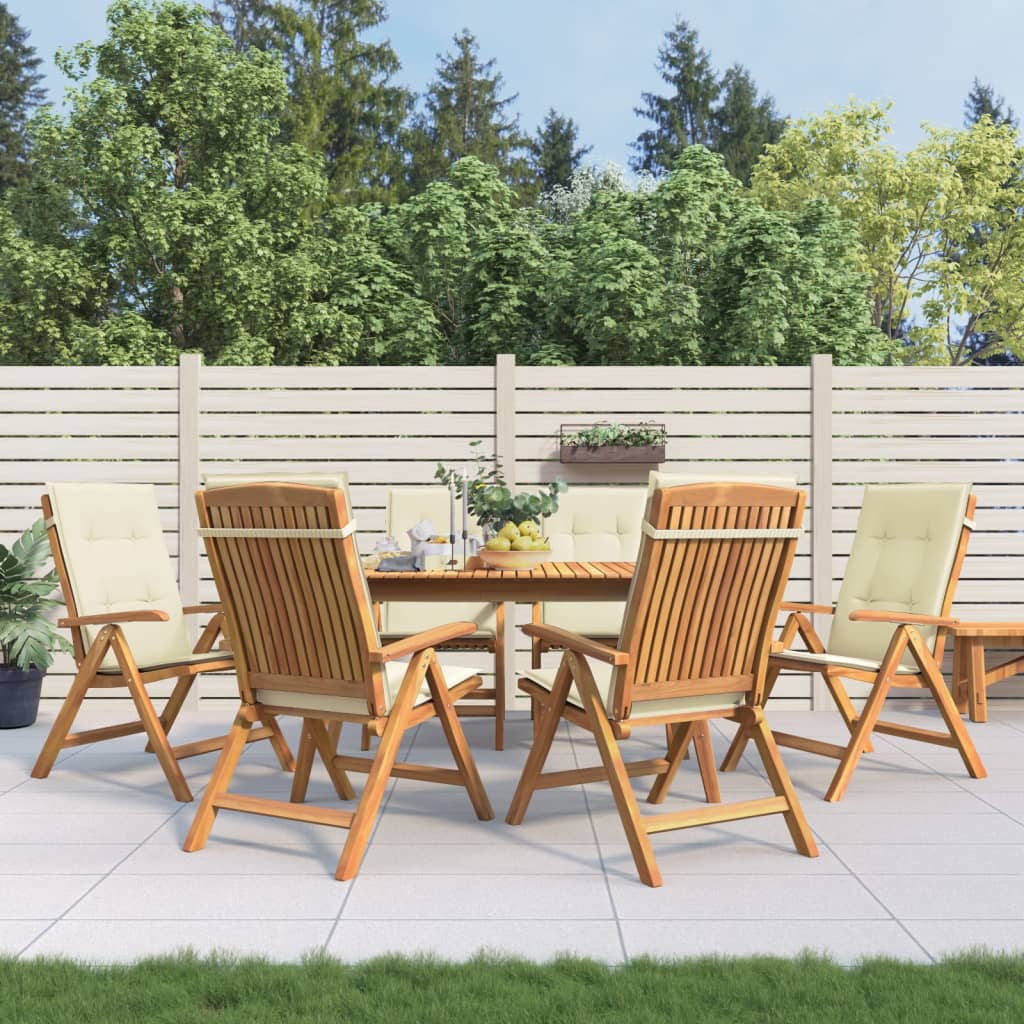 vidaXL Reclining Patio Chairs with Cushions Outdoor Furniture Solid Wood Teak-11