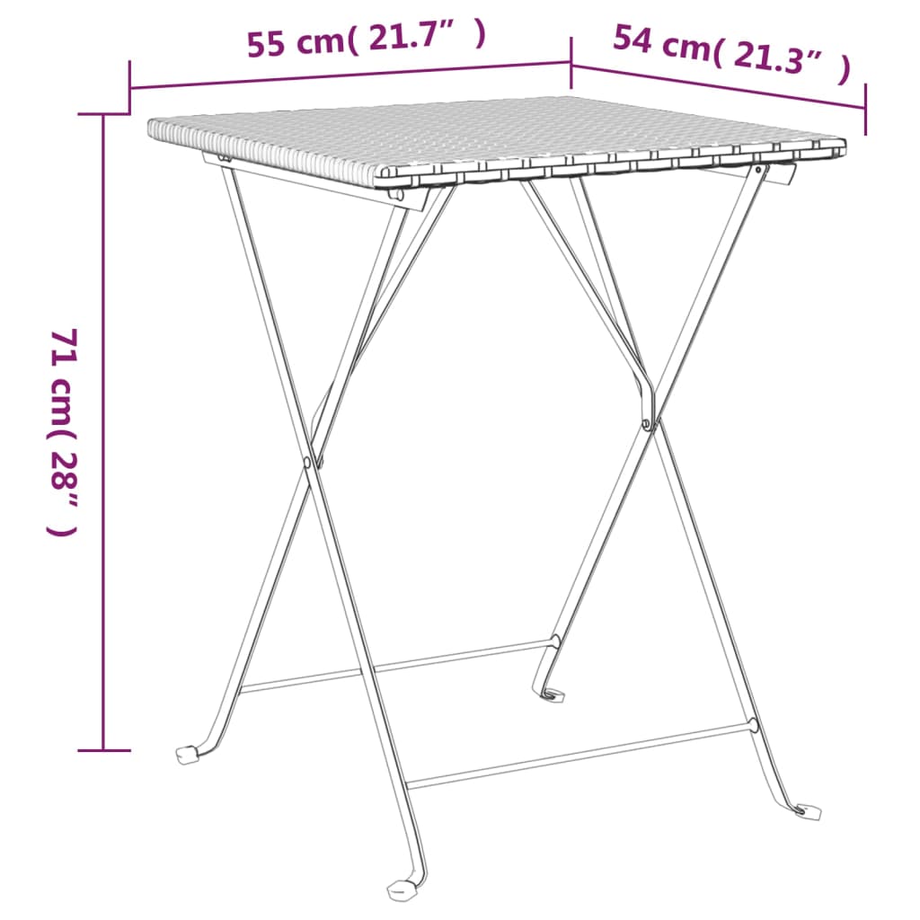 vidaXL Dining Table Outdoor Garden Furniture Folding Bistro Table Poly Rattan-2