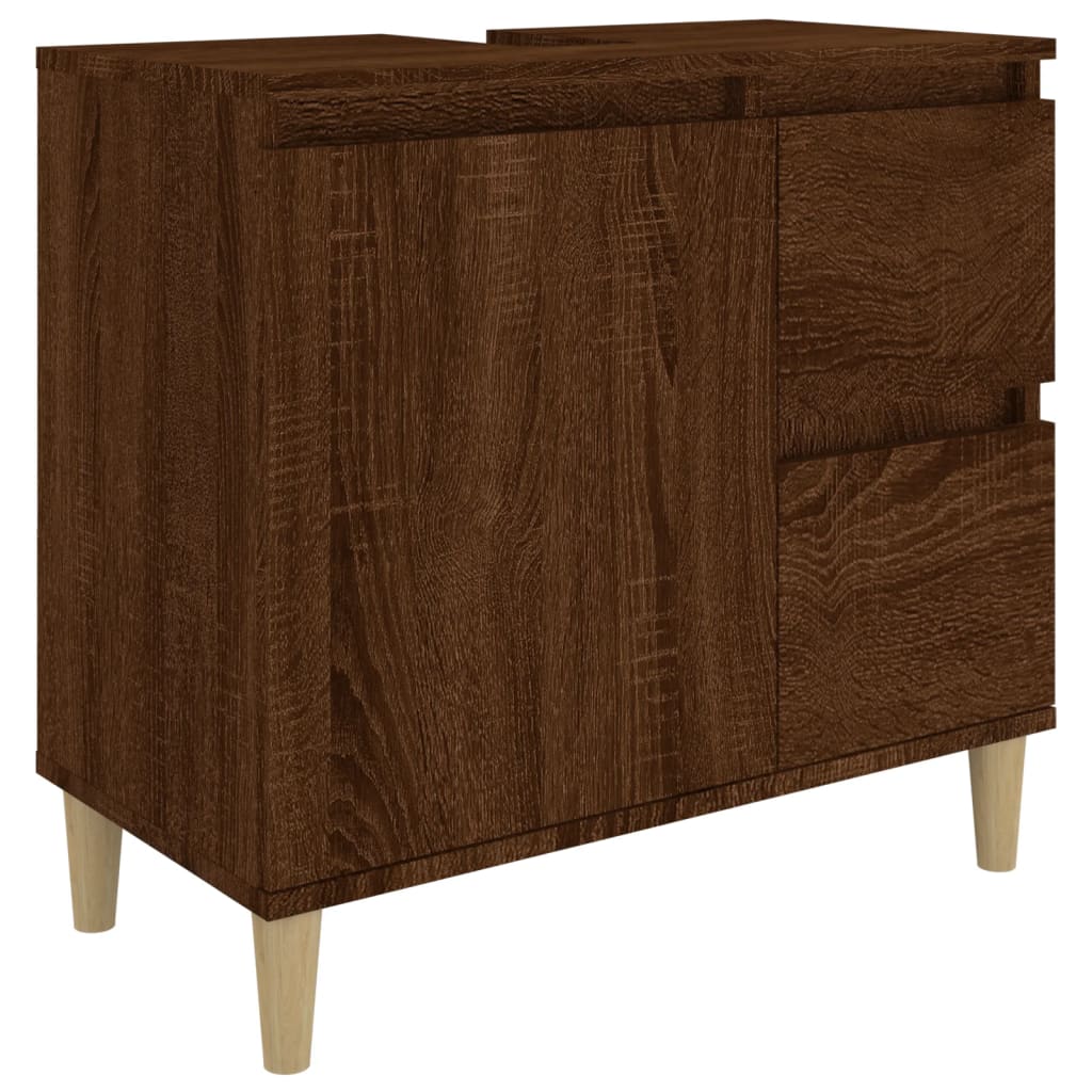 NNEVL Bathroom Cabinet Brown Oak 65x33x60 cm Engineered Wood-1