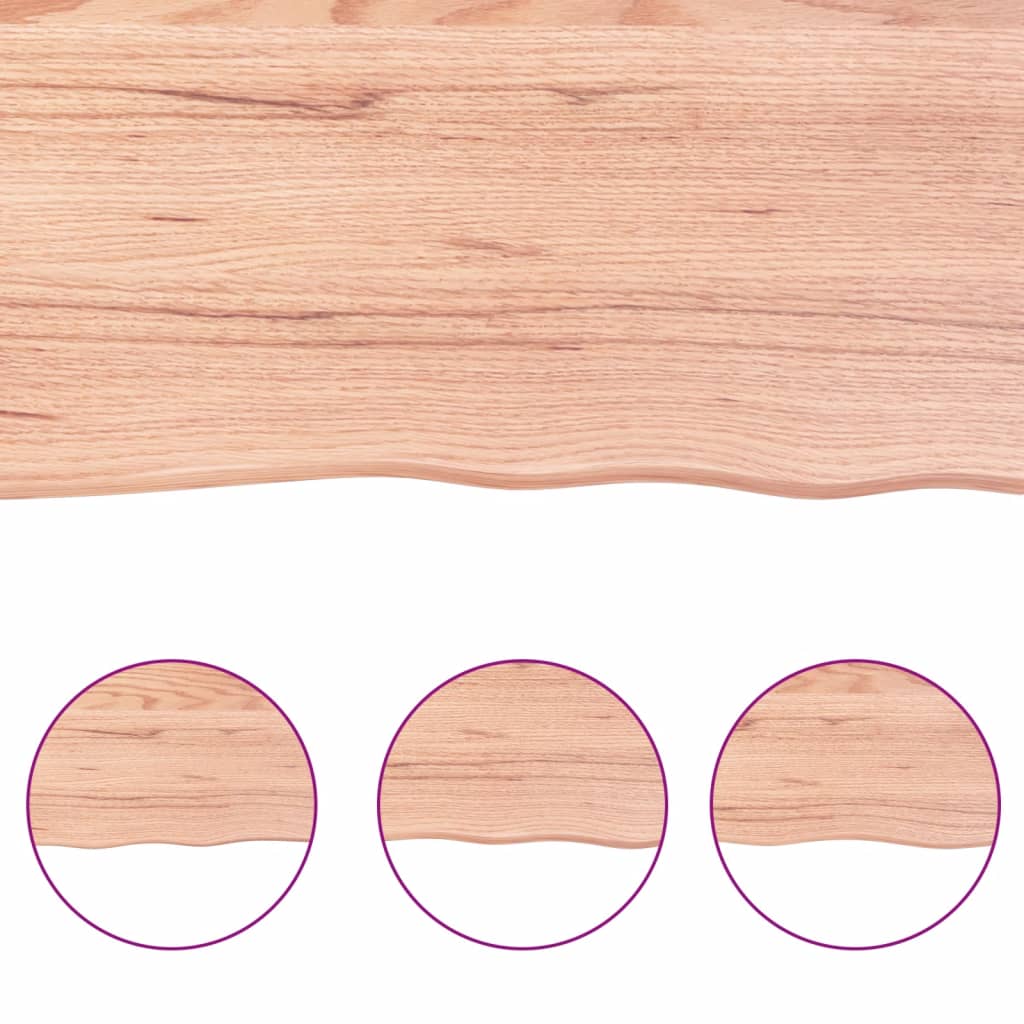 NNEVL Bathroom Countertop Light Brown 80x60x4 cm Treated Solid Wood-4