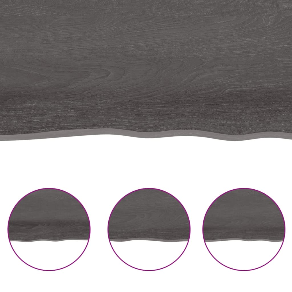 NNEVL Bathroom Countertop Dark Grey 80x50x2 cm Treated Solid Wood-3