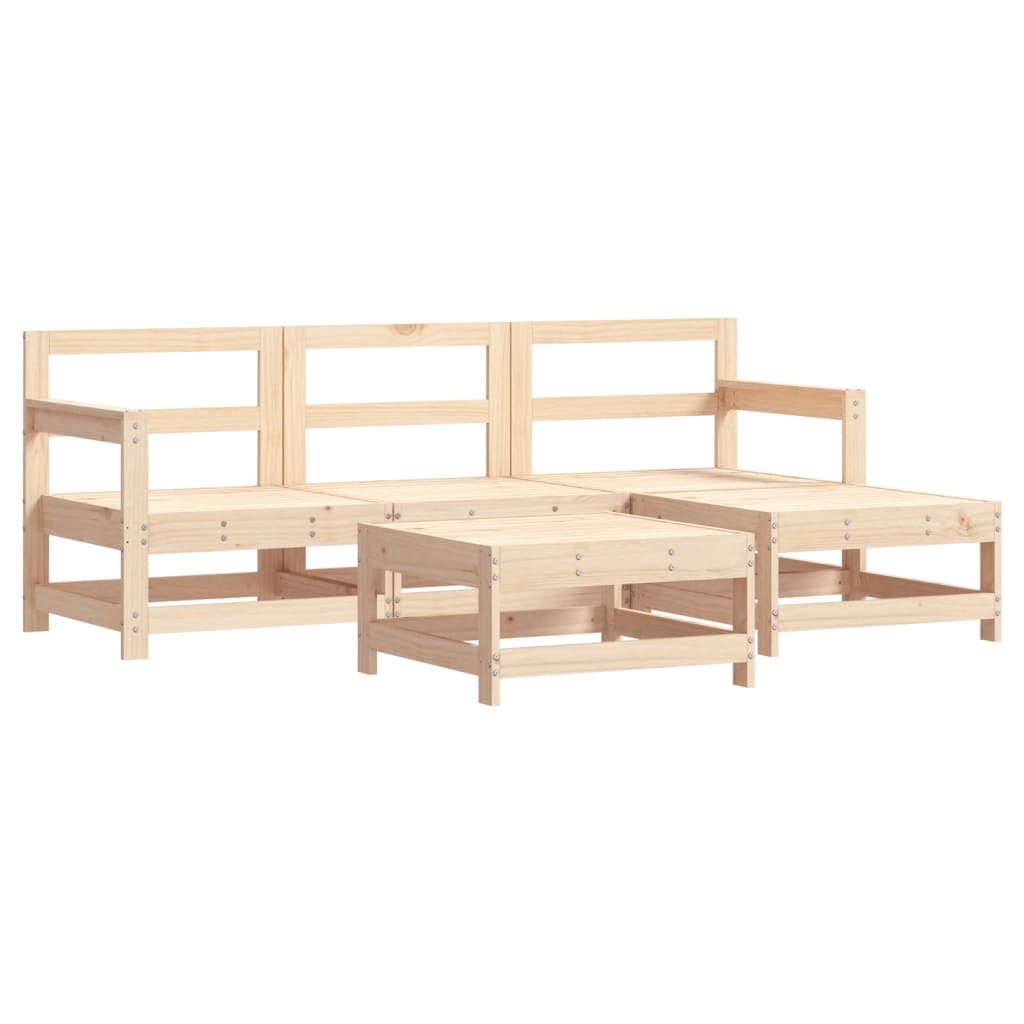 vidaXL Patio Lounge Set Outdoor Garden Furniture Set 5 Piece Solid Wood Pine-3