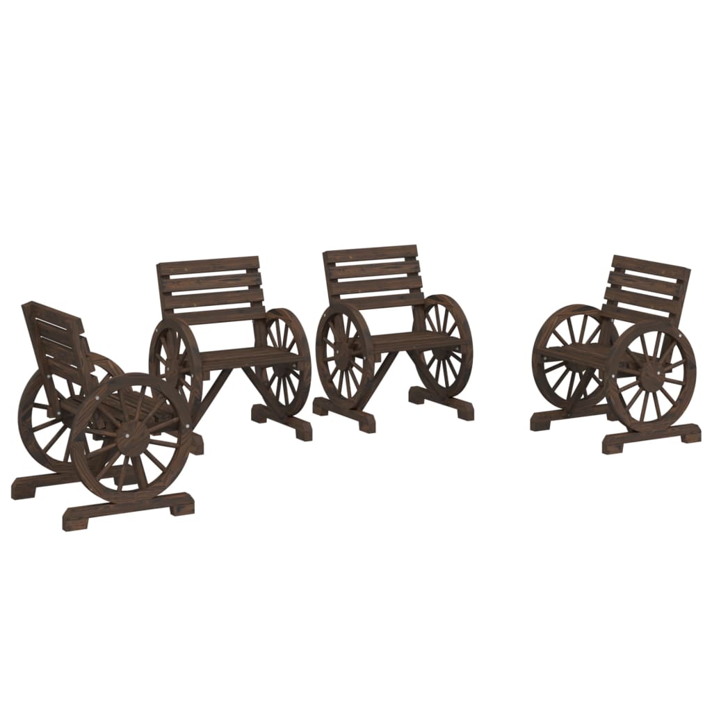 vidaXL Patio Chairs Outdoor Garden Seating Furniture 4 Pcs Solid Wood Fir-0