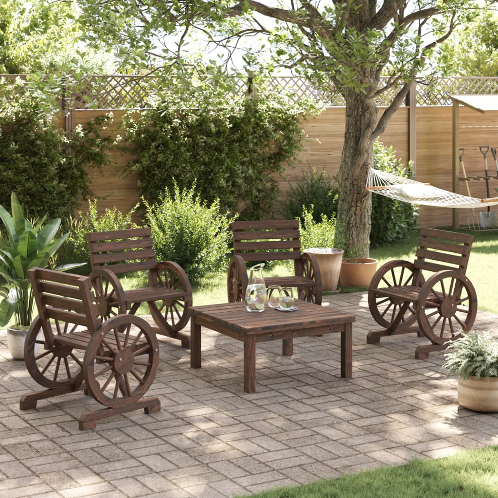 vidaXL Patio Chairs Outdoor Garden Seating Furniture 4 Pcs Solid Wood Fir-4