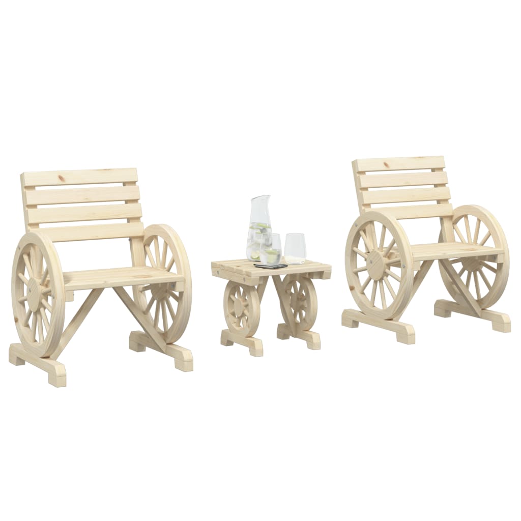 vidaXL Patio Lounge Set Outdoor Garden Sea Furniture 3 Piece Solid Wood Fir-5
