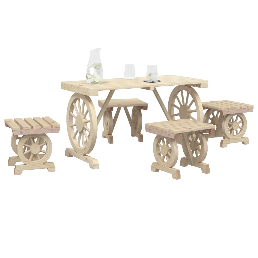 vidaXL Patio Dining Set Seat Furniture Outdoor Garden Backyard Solid Wood Fir-1