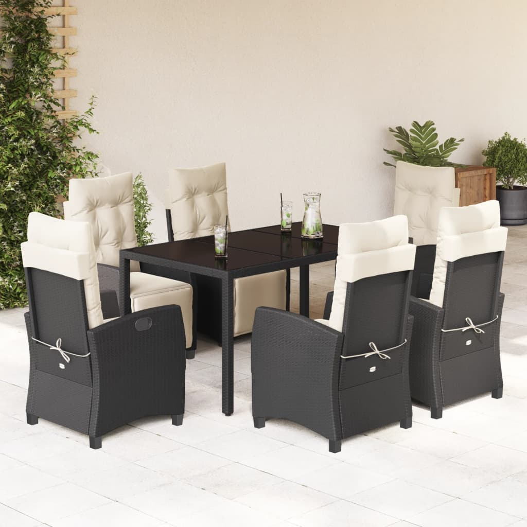 vidaXL Patio Dining Set with Cushions Outdoor Garden Furniture Poly Rattan-7