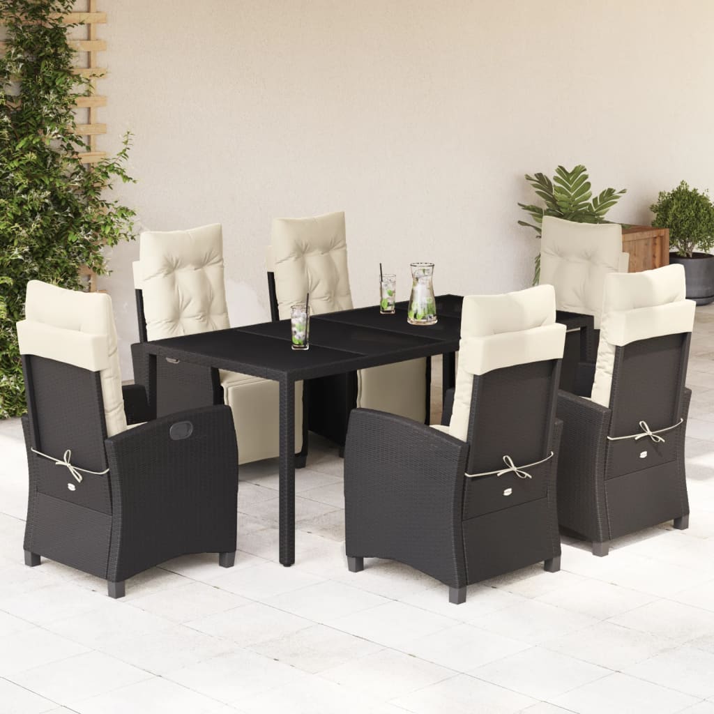 vidaXL Patio Dining Set with Cushions Outdoor Garden Furniture Poly Rattan-9