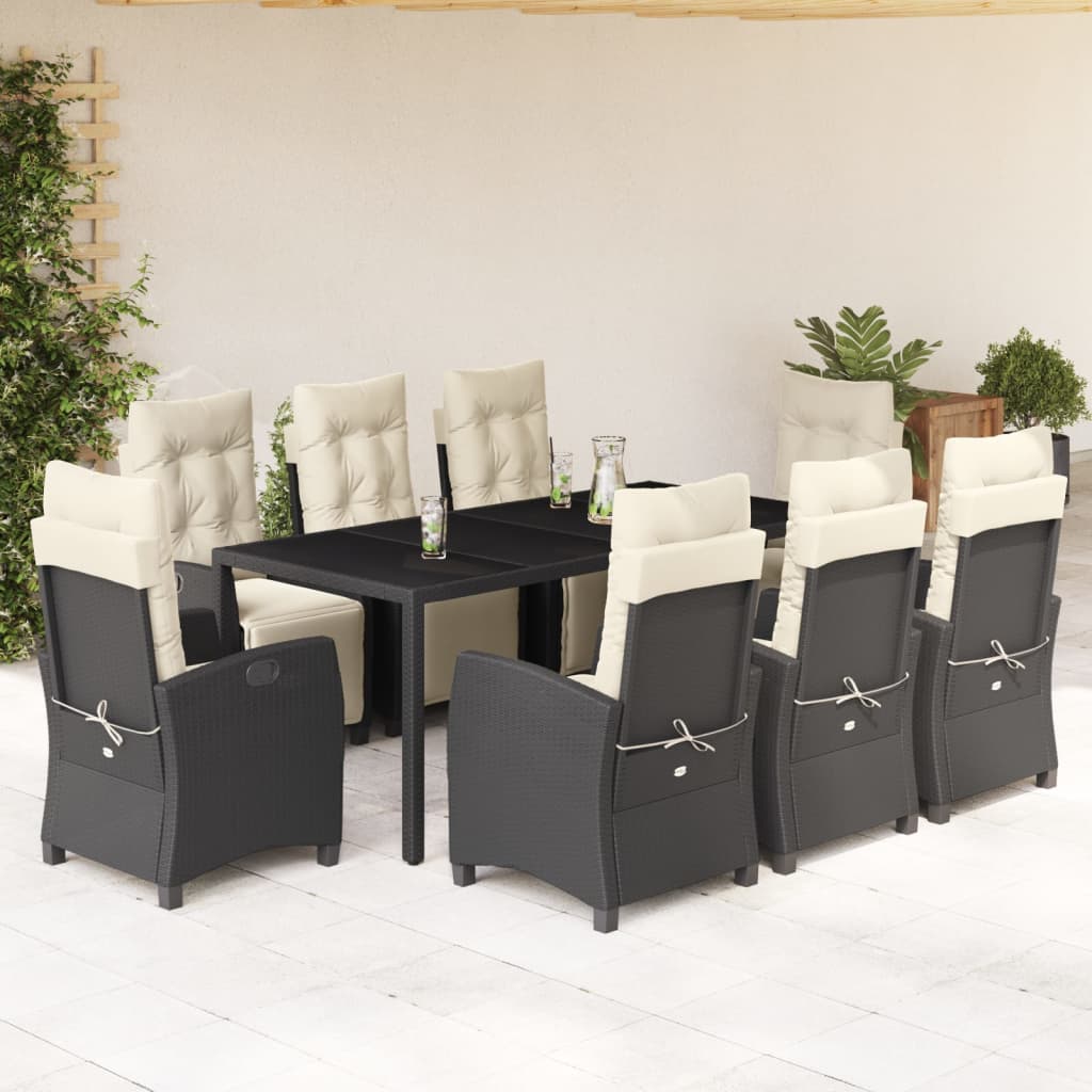 vidaXL Patio Dining Set with Cushions Outdoor Garden Furniture Poly Rattan-8