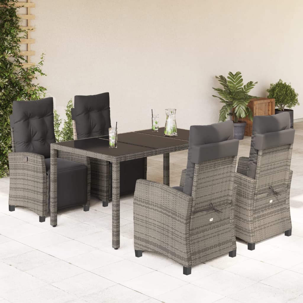 vidaXL Patio Dining Set with Cushions Outdoor Garden Furniture Poly Rattan-12