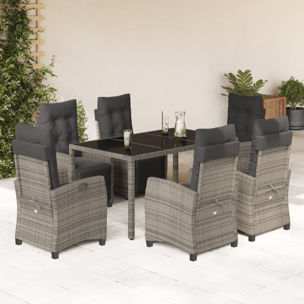 vidaXL Patio Dining Set with Cushions Outdoor Garden Furniture Poly Rattan-14