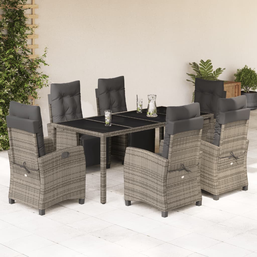 vidaXL Patio Dining Set with Cushions Outdoor Garden Furniture Poly Rattan-15