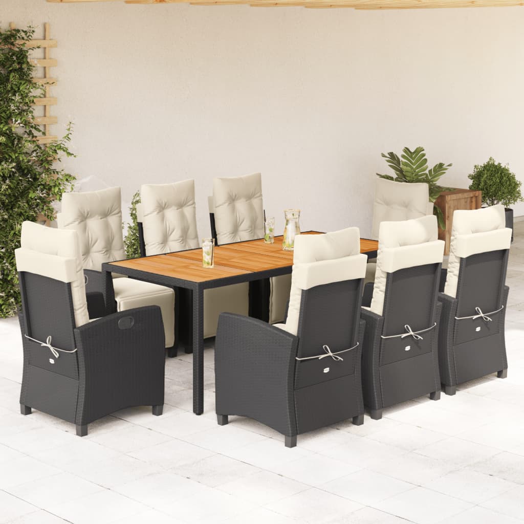vidaXL Patio Dining Set with Cushions Outdoor Garden Furniture Poly Rattan-9