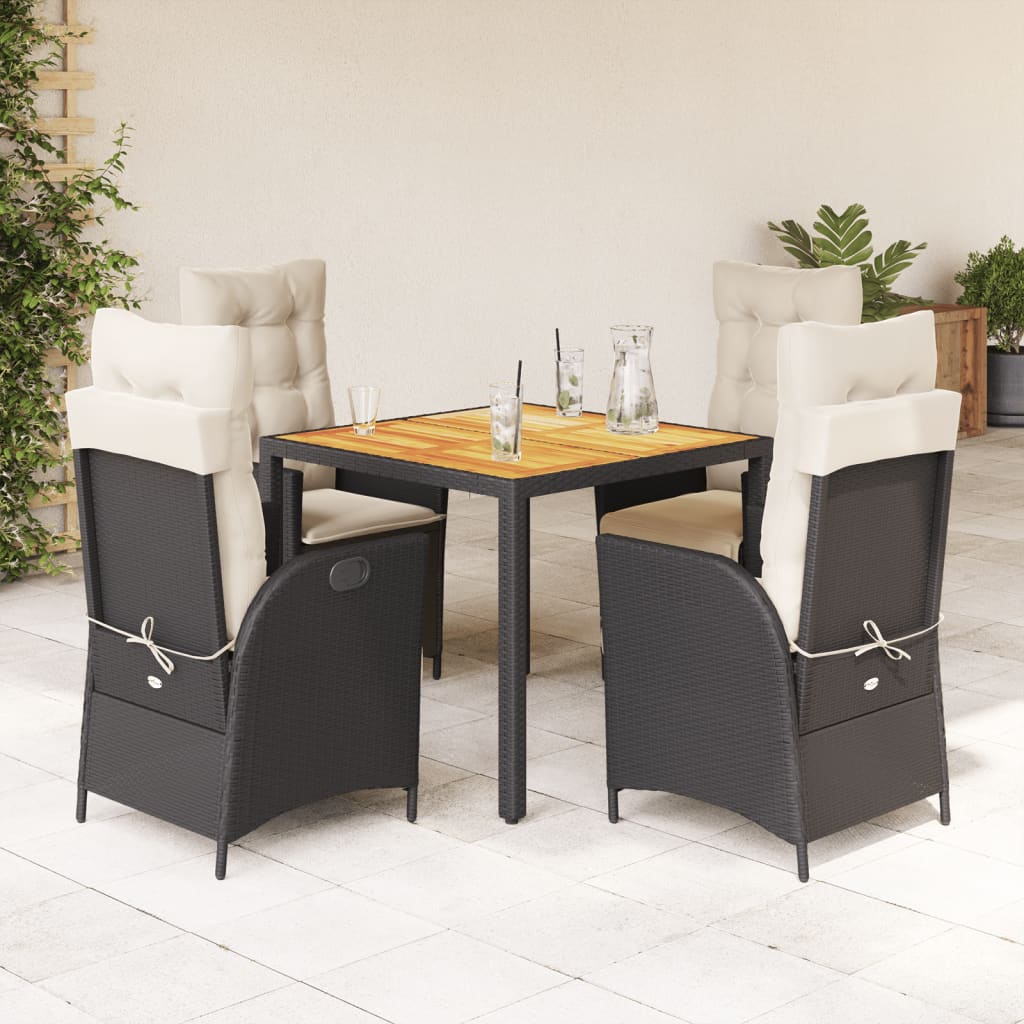 vidaXL Patio Dining Set with Cushions Outdoor Garden Furniture Poly Rattan-5