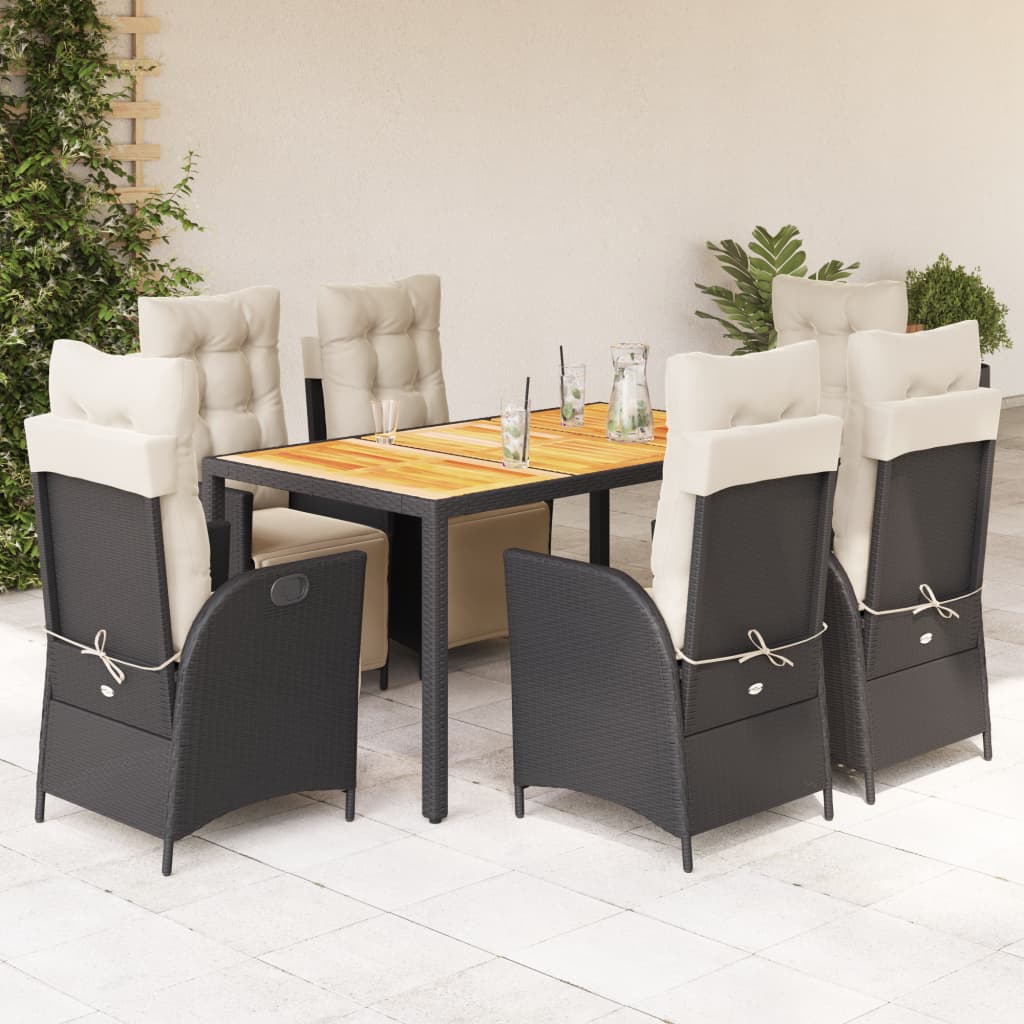 vidaXL Patio Dining Set with Cushions Outdoor Garden Furniture Poly Rattan-6
