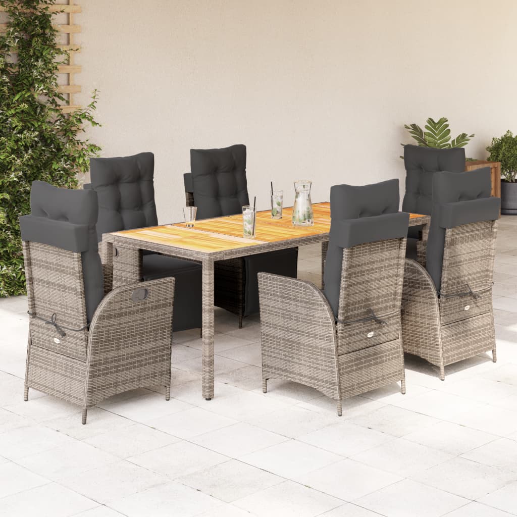 vidaXL Patio Dining Set with Cushions Outdoor Garden Furniture Poly Rattan-14