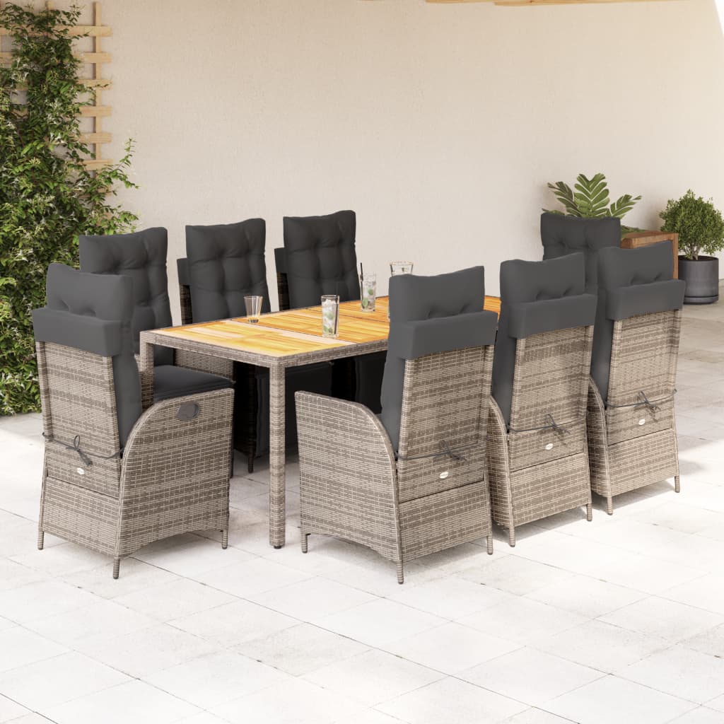 vidaXL Patio Dining Set with Cushions Outdoor Garden Furniture Poly Rattan-11