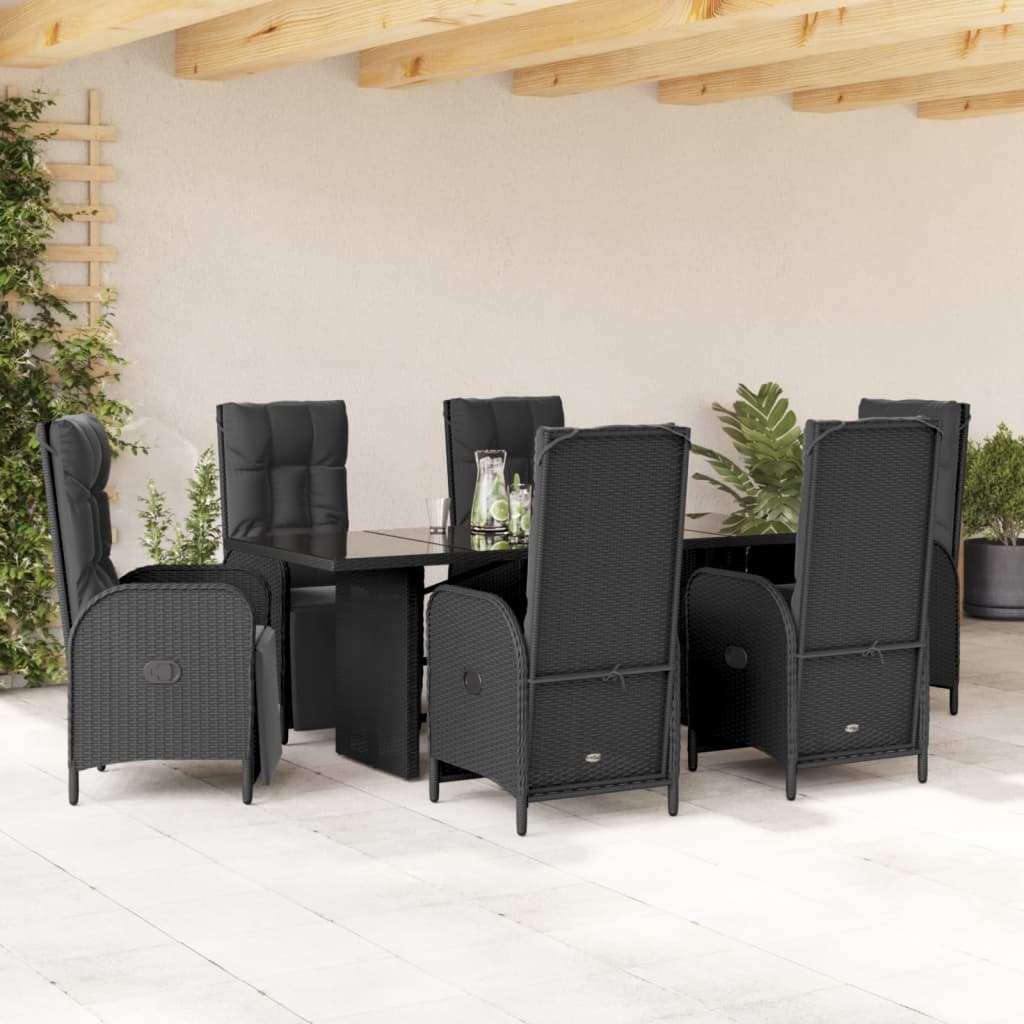vidaXL Patio Dining Set with Cushions Outdoor Garden Furniture Poly Rattan-5