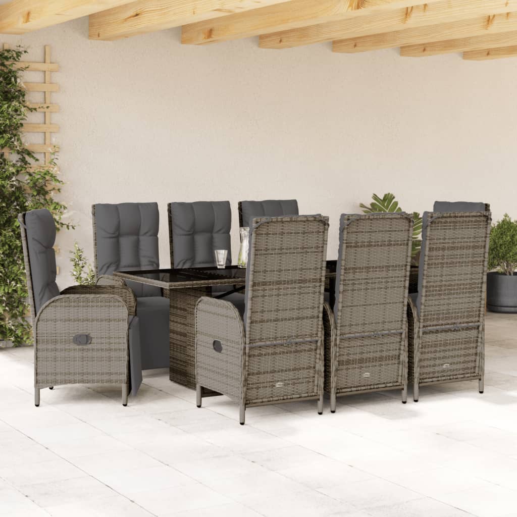 vidaXL Patio Dining Set with Cushions Outdoor Garden Furniture Poly Rattan-6