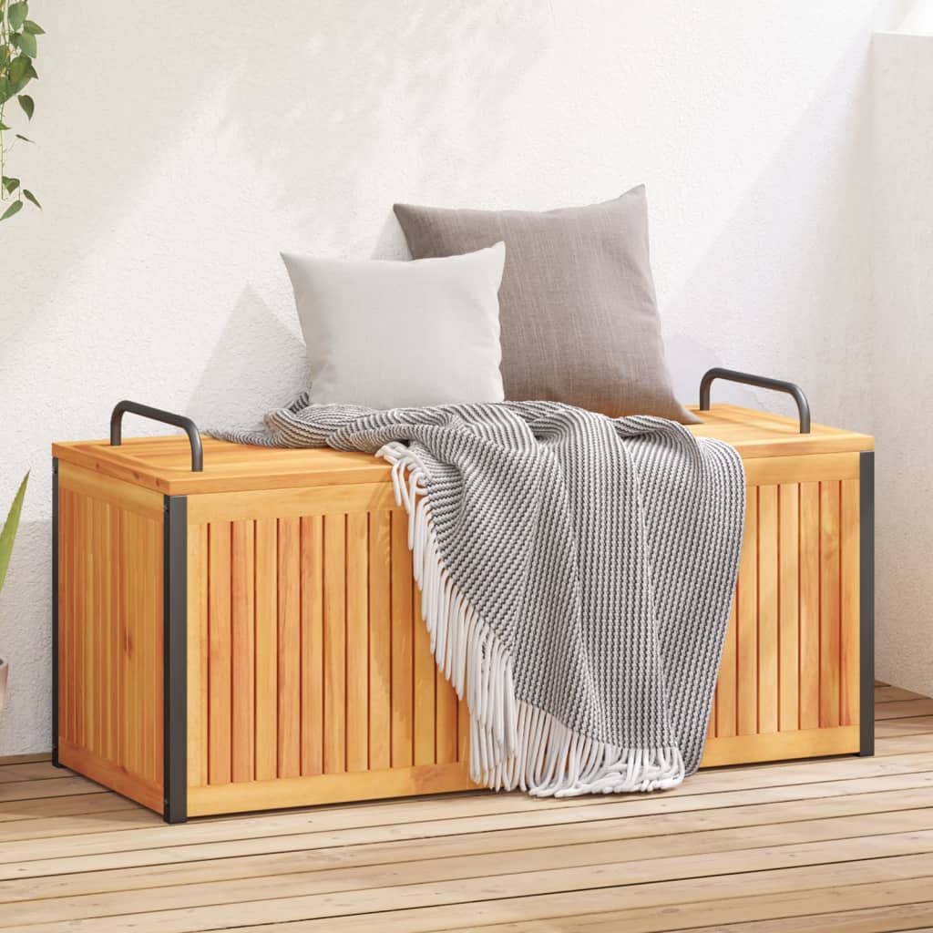 vidaXL Patio Cushion Box Garden Outdoor Furniture Solid Wood Acacia and Steel-2