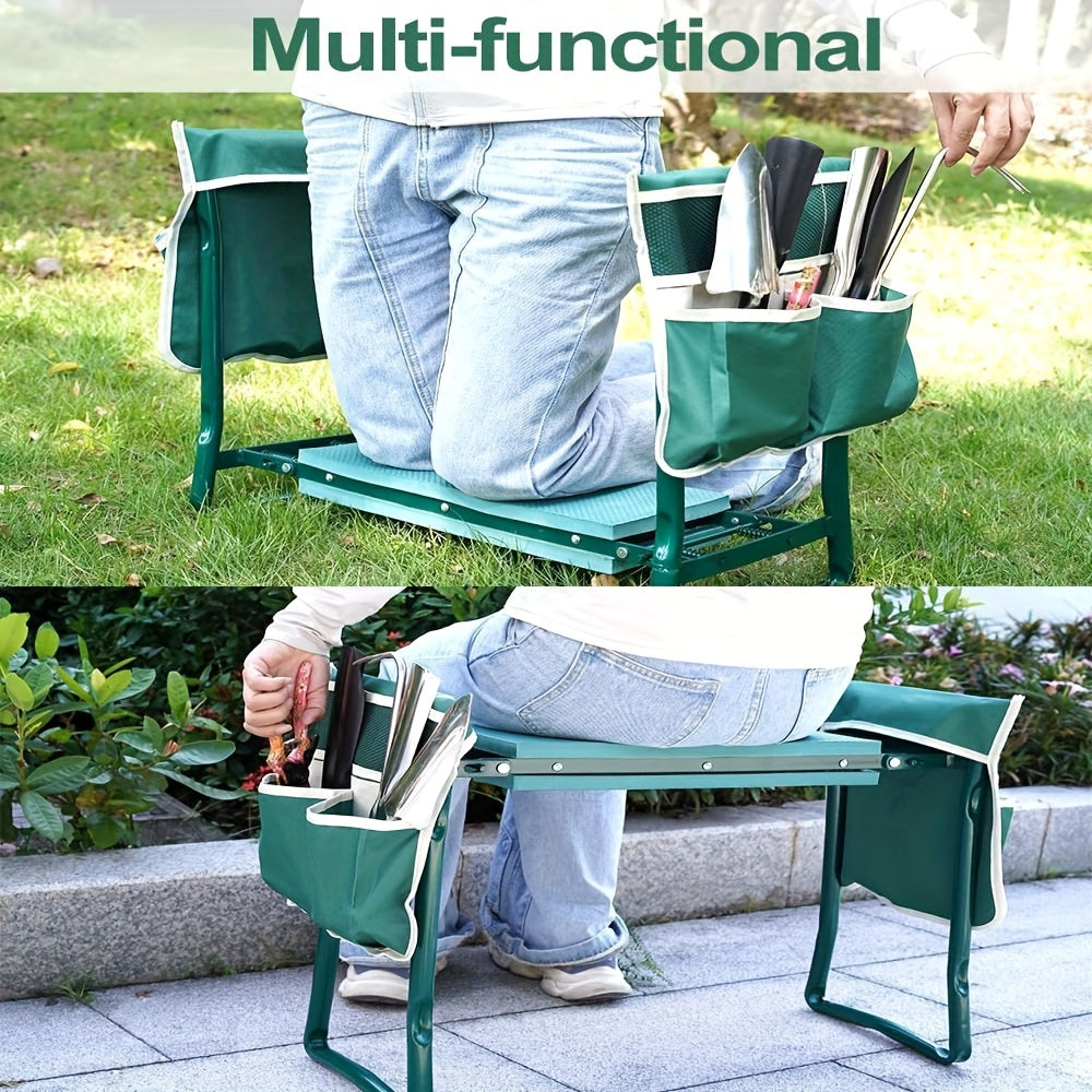 Garden Kneeling Chair with Cushion and Tool Bag-4