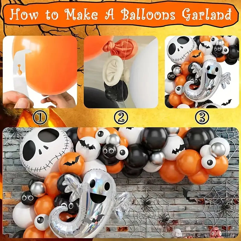 105pcs Balloon Garland Kit: Orange & Black with Ghost Skull Balloons for Nightmare Before Christmas, Day of the Dead, Baby Shower. Perfect for Christmas, Halloween Decor-4